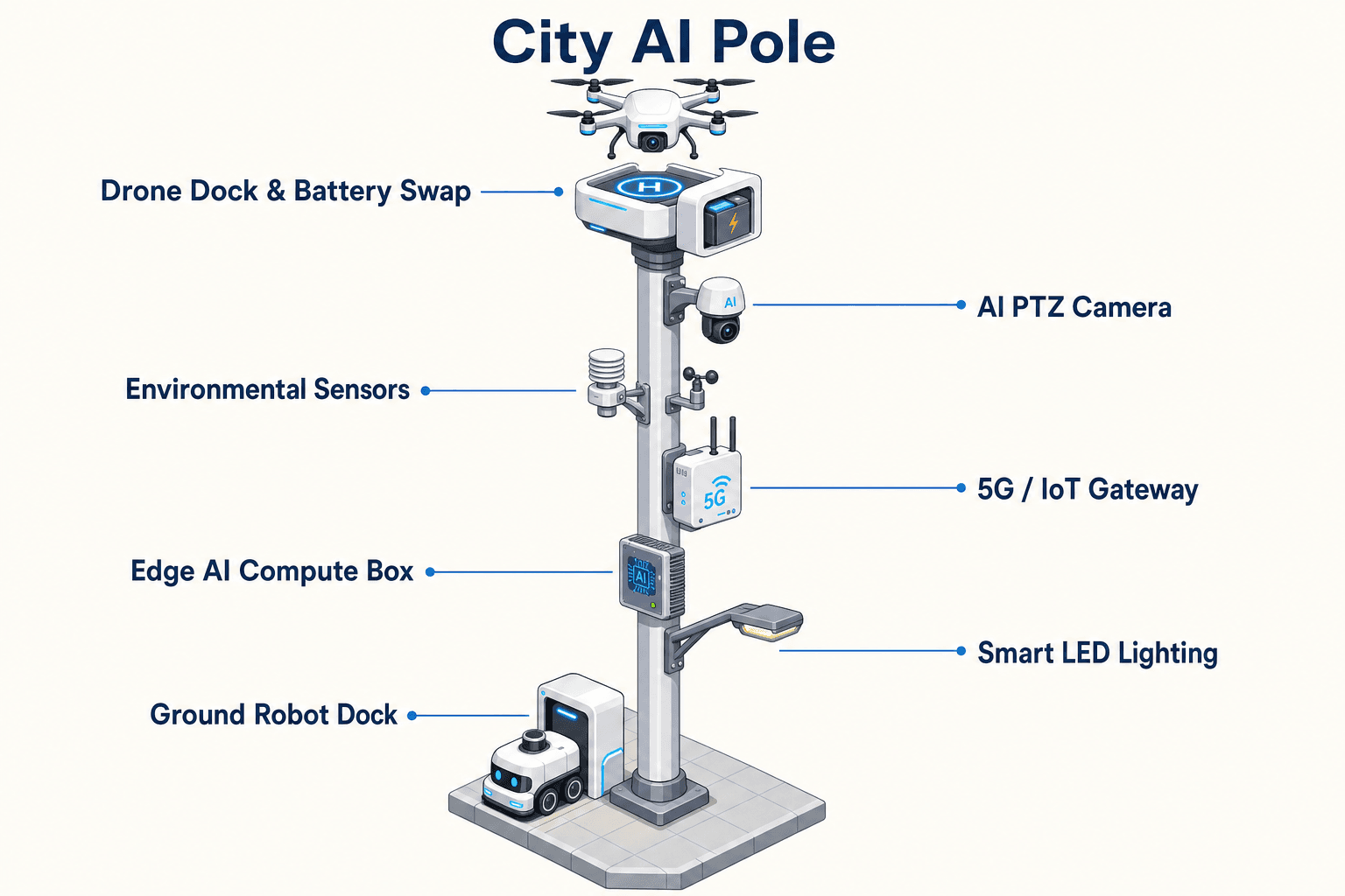 diagrama del sistema del poste City AI — Mexico City, Mexico