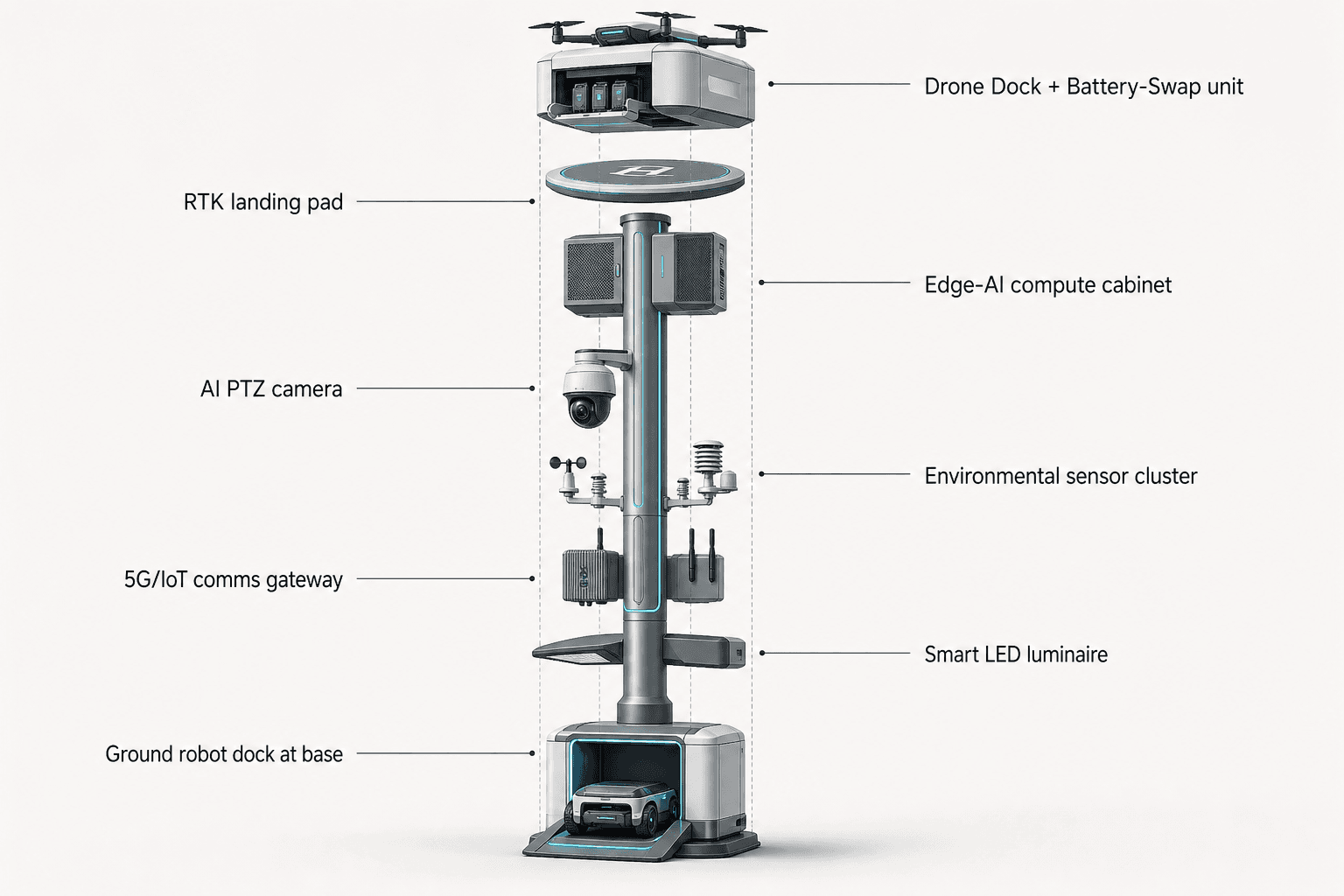 décomposition des modules du mât City AI — Nairobi, Kenya