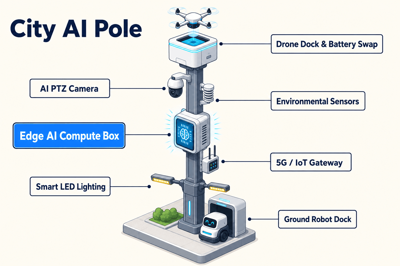 diagrama do sistema do poste City AI — Kuwait City, Kuwait