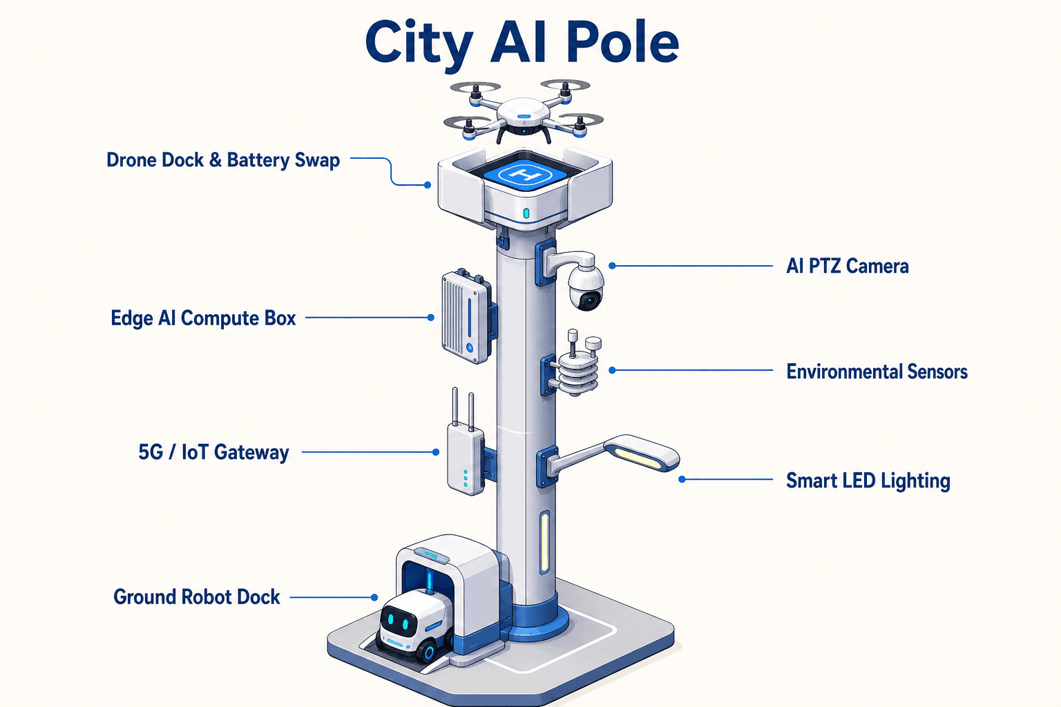 diagrama do sistema do poste City AI — Madrid, Spain
