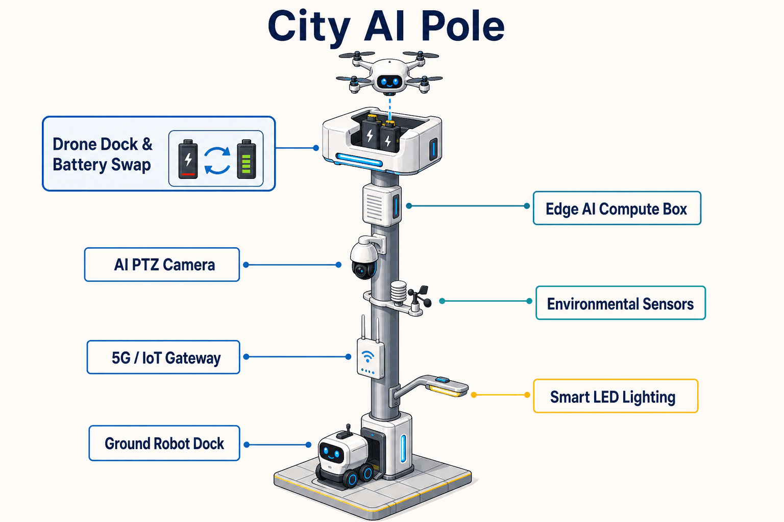 system diagram of the City AI Pole — Athens, Greece