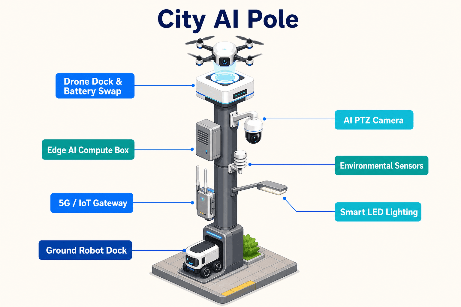 City AI ポールのシステム図 — Jakarta, Indonesia