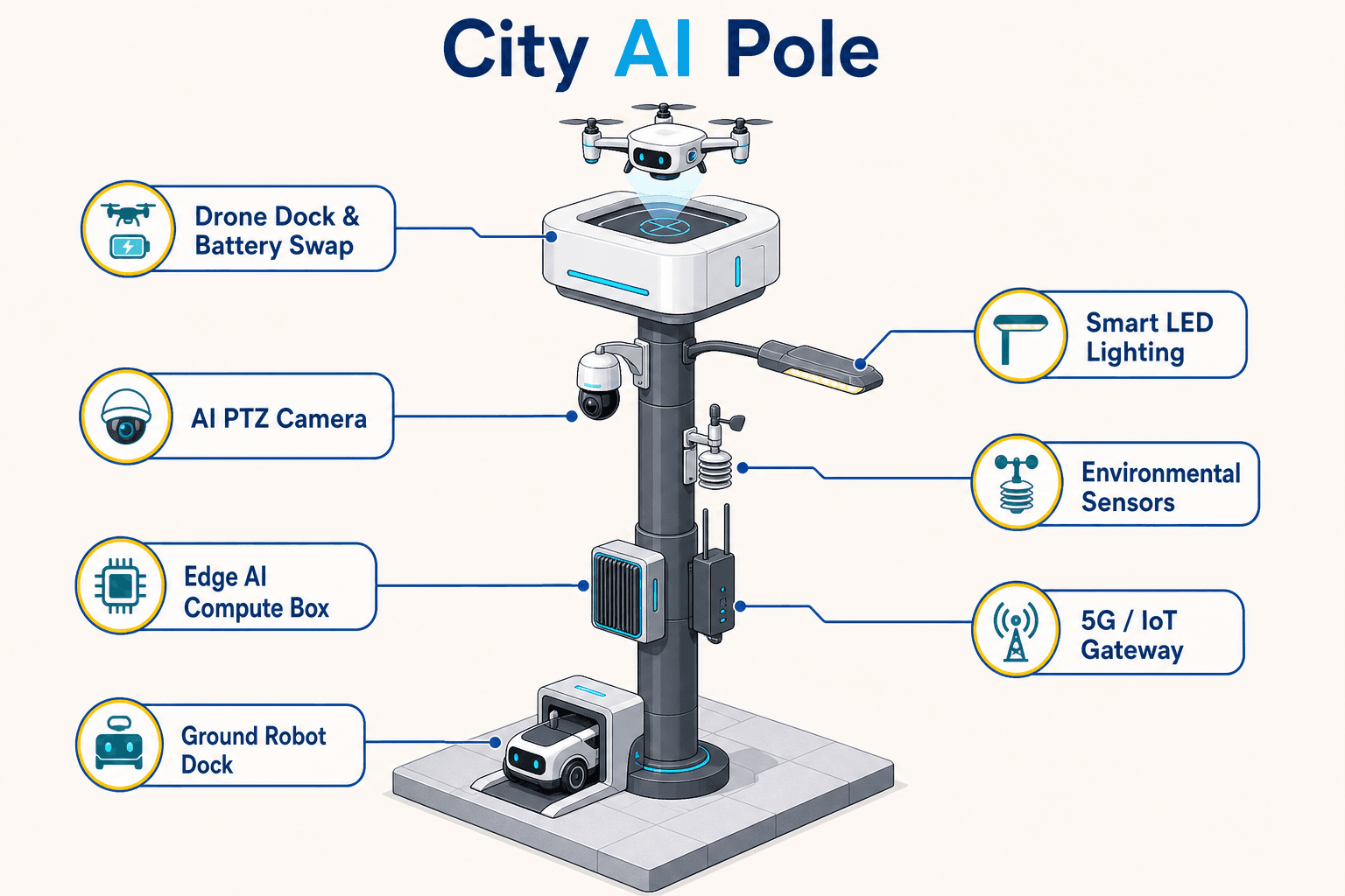 diagrama do sistema do poste City AI — Bangkok, Thailand
