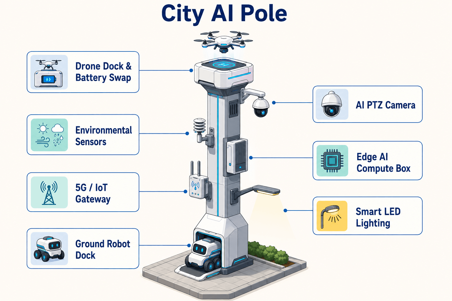 system diagram of the City AI Pole — Bangkok, Thailand