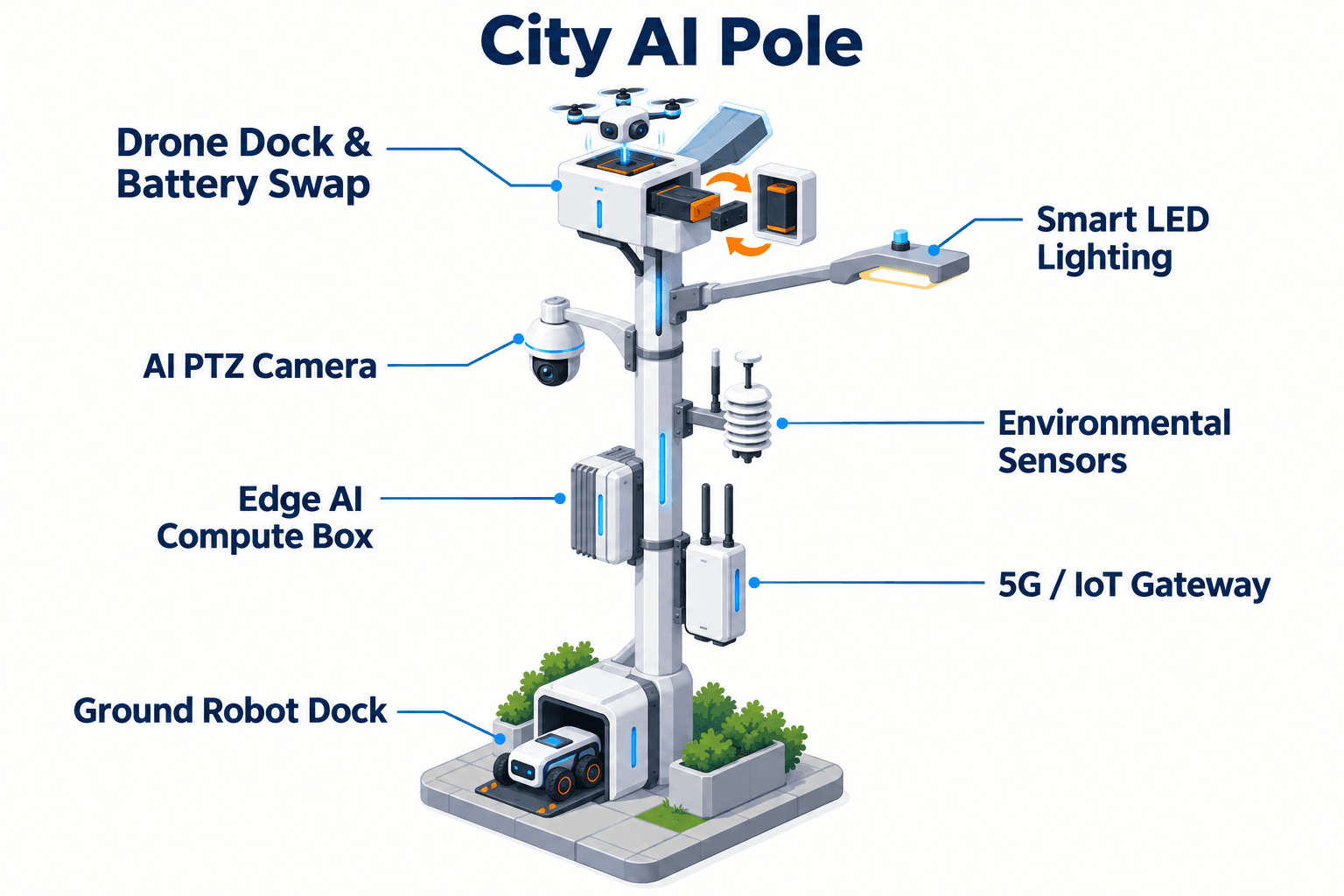 system diagram of the City AI Pole — Manila, Philippines