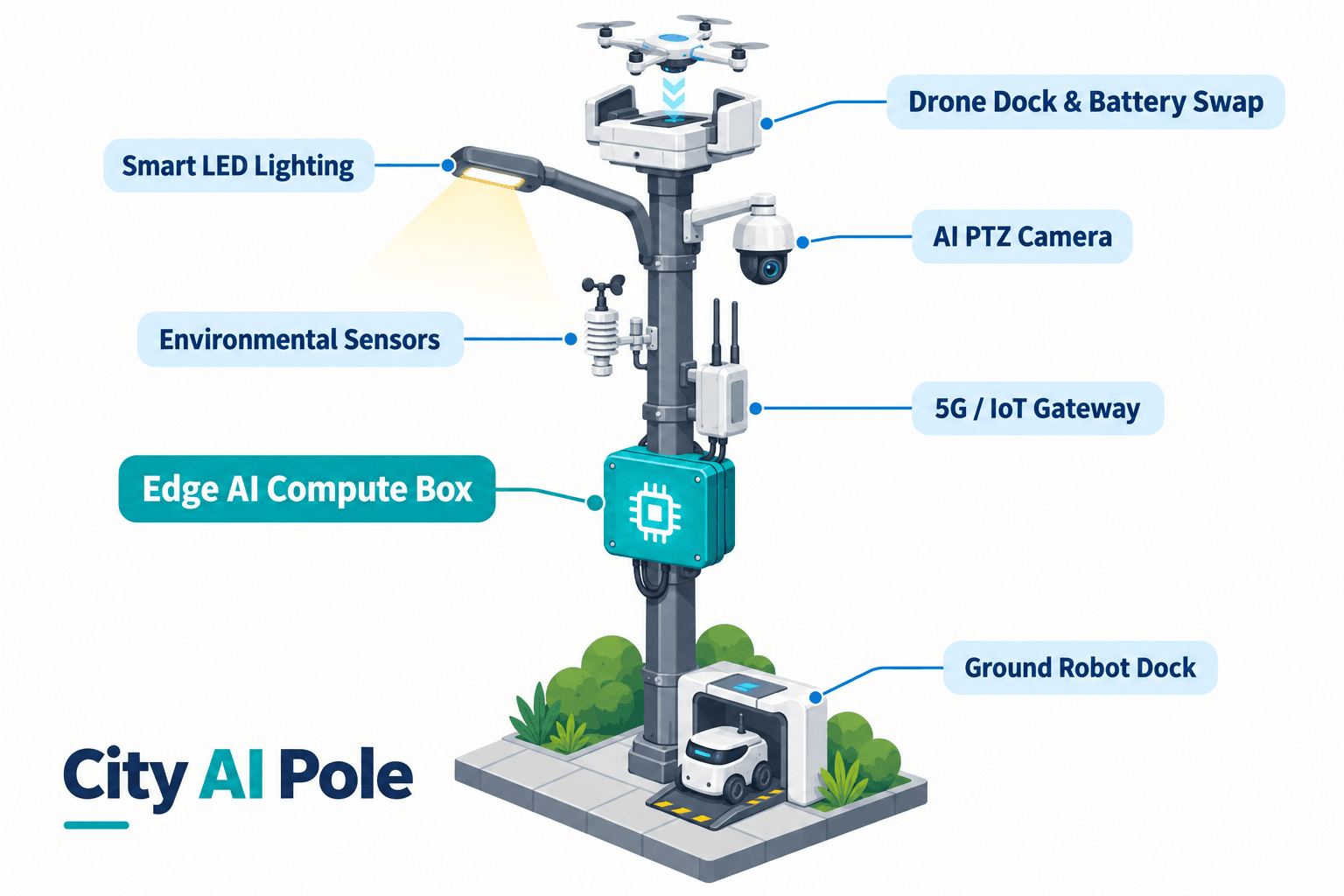 system diagram of the City AI Pole — São Paulo, Brazil
