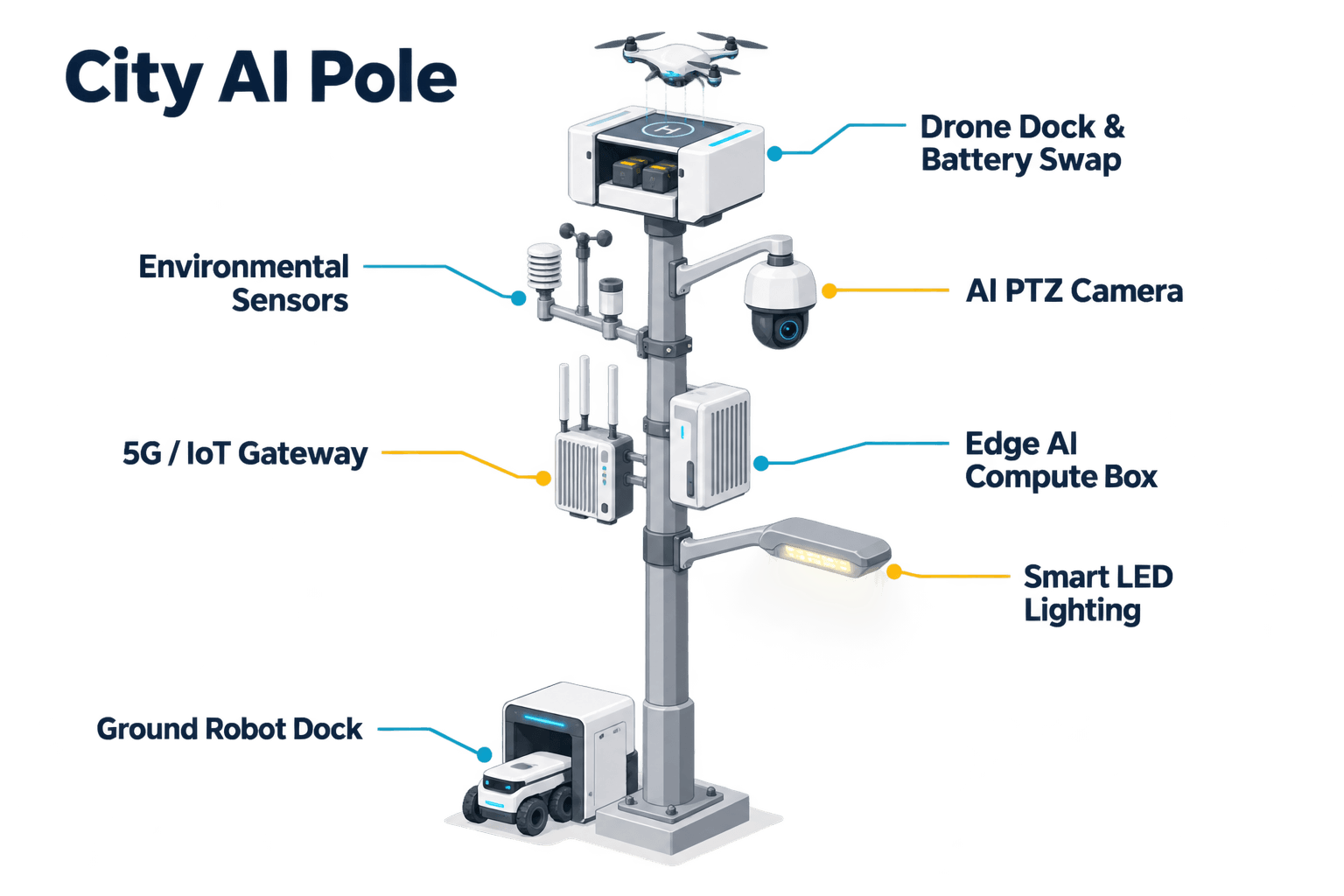 system diagram of the City AI Pole — Manama, Bahrain