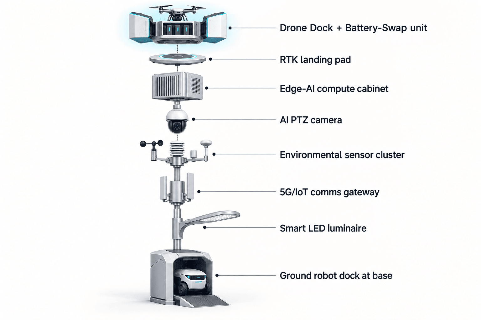 module breakdown of the City AI Pole — Manama, Bahrain