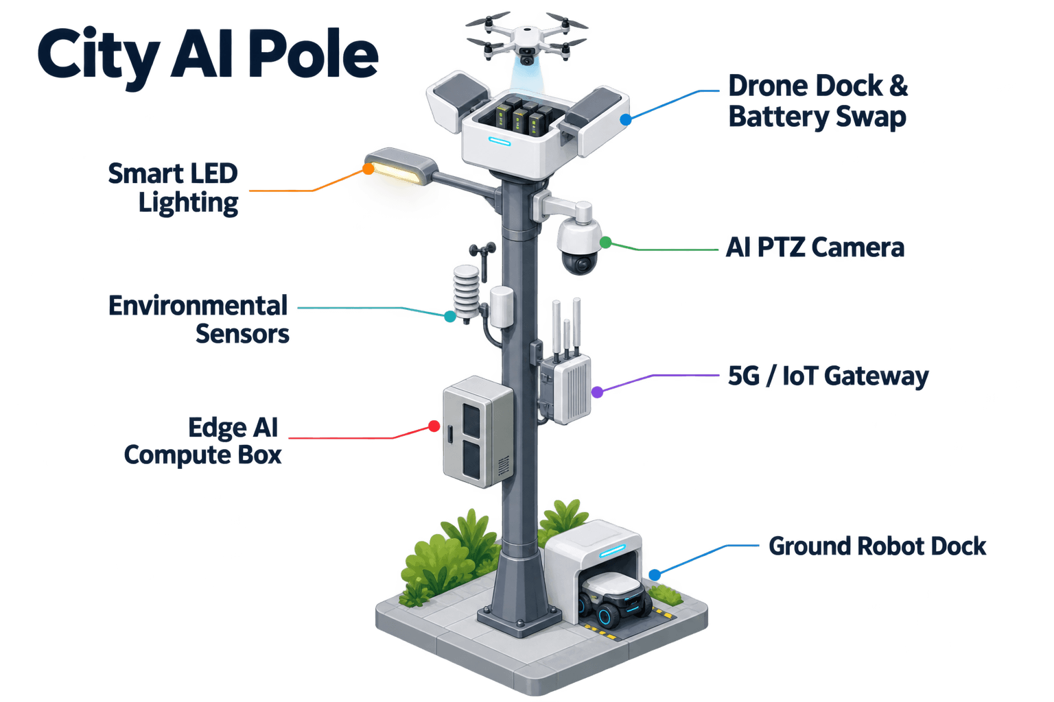 system diagram of the City AI Pole — Bangkok, Thailand