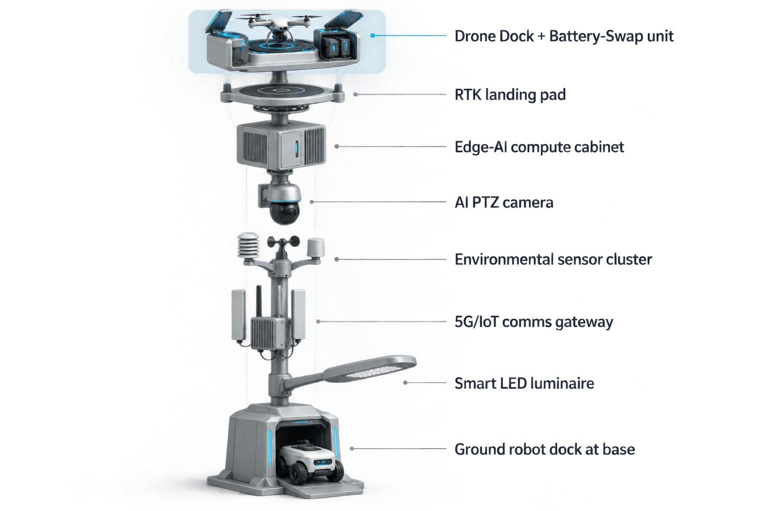 module breakdown of the City AI Pole — Bangkok, Thailand