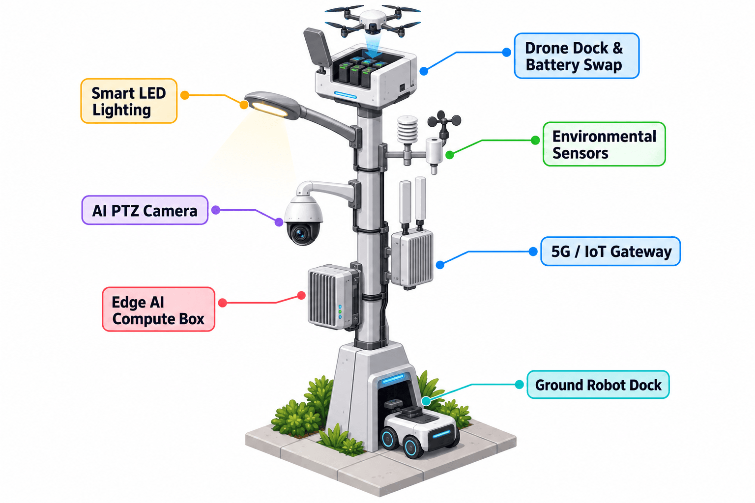 system diagram of the City AI Pole — Cairo, Egypt