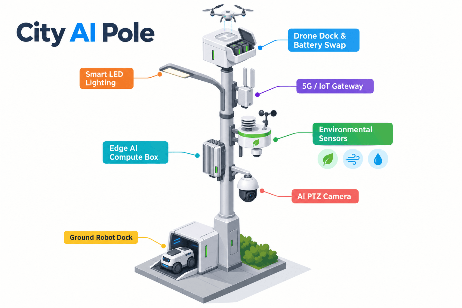system diagram of the City AI Pole — Lisbon, Portugal