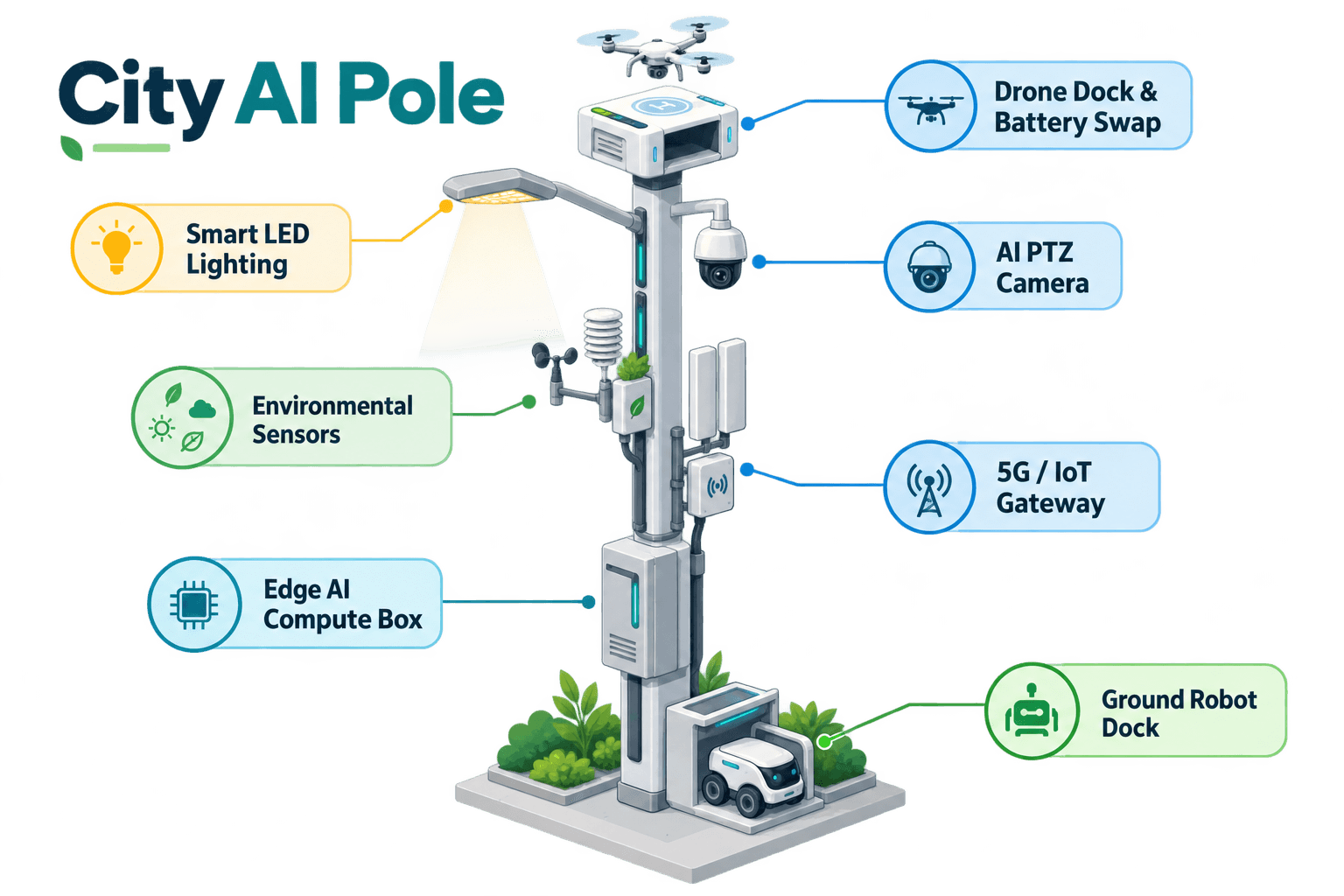 system diagram of the City AI Pole — Lagos, Nigeria