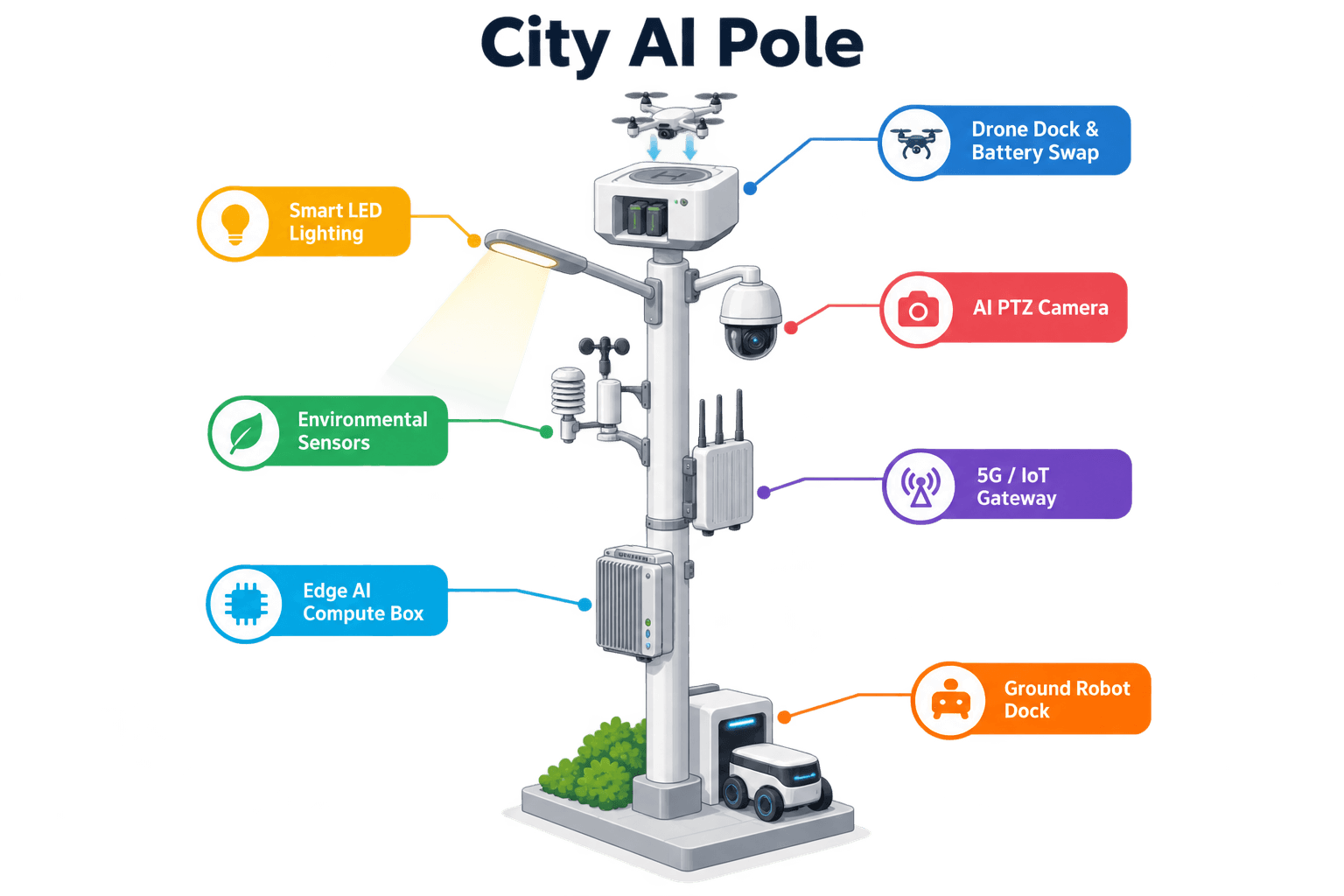 system diagram of the City AI Pole — Mexico City, Mexico