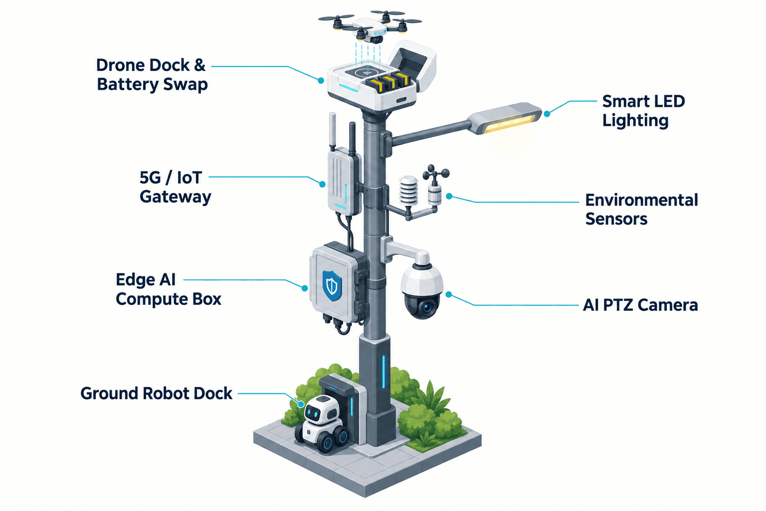 system diagram of the City AI Pole — Mexico City, Mexico
