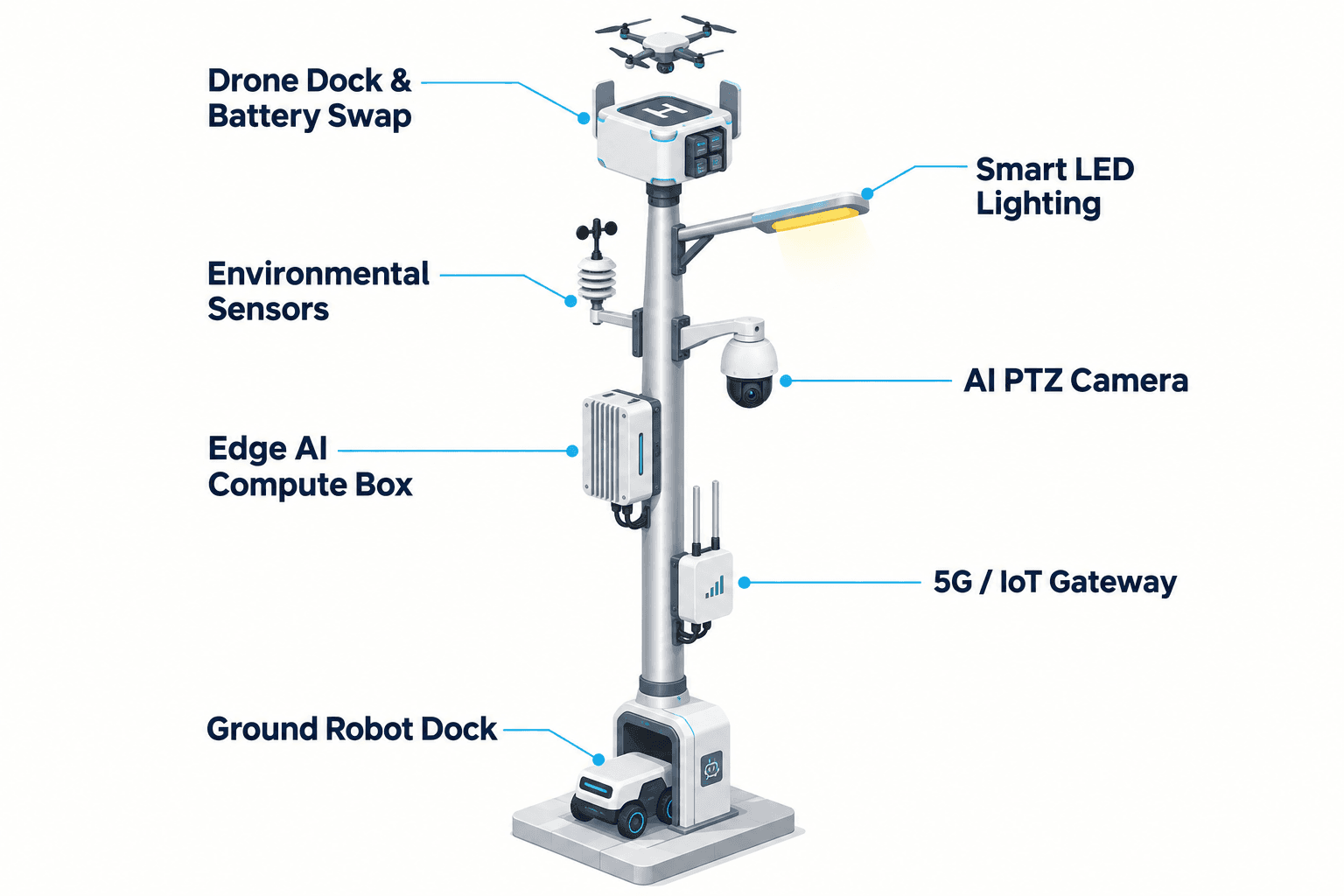 system diagram of the City AI Pole — Bogotá, Colombia