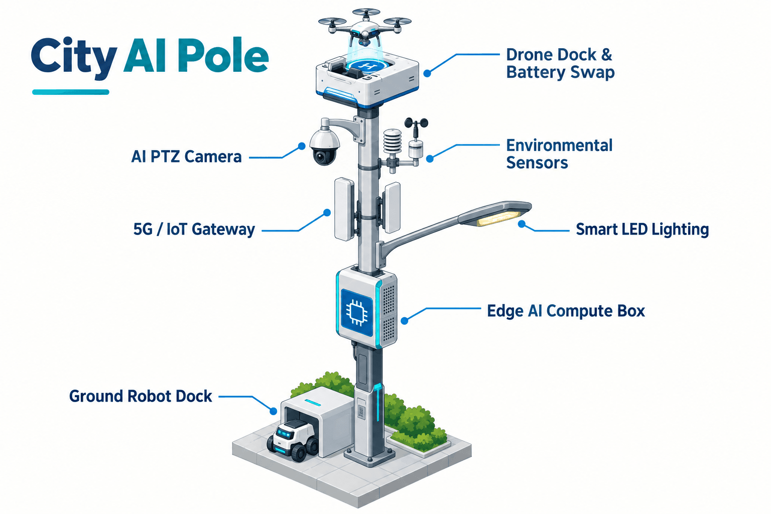 system diagram of the City AI Pole — Mexico City, Mexico