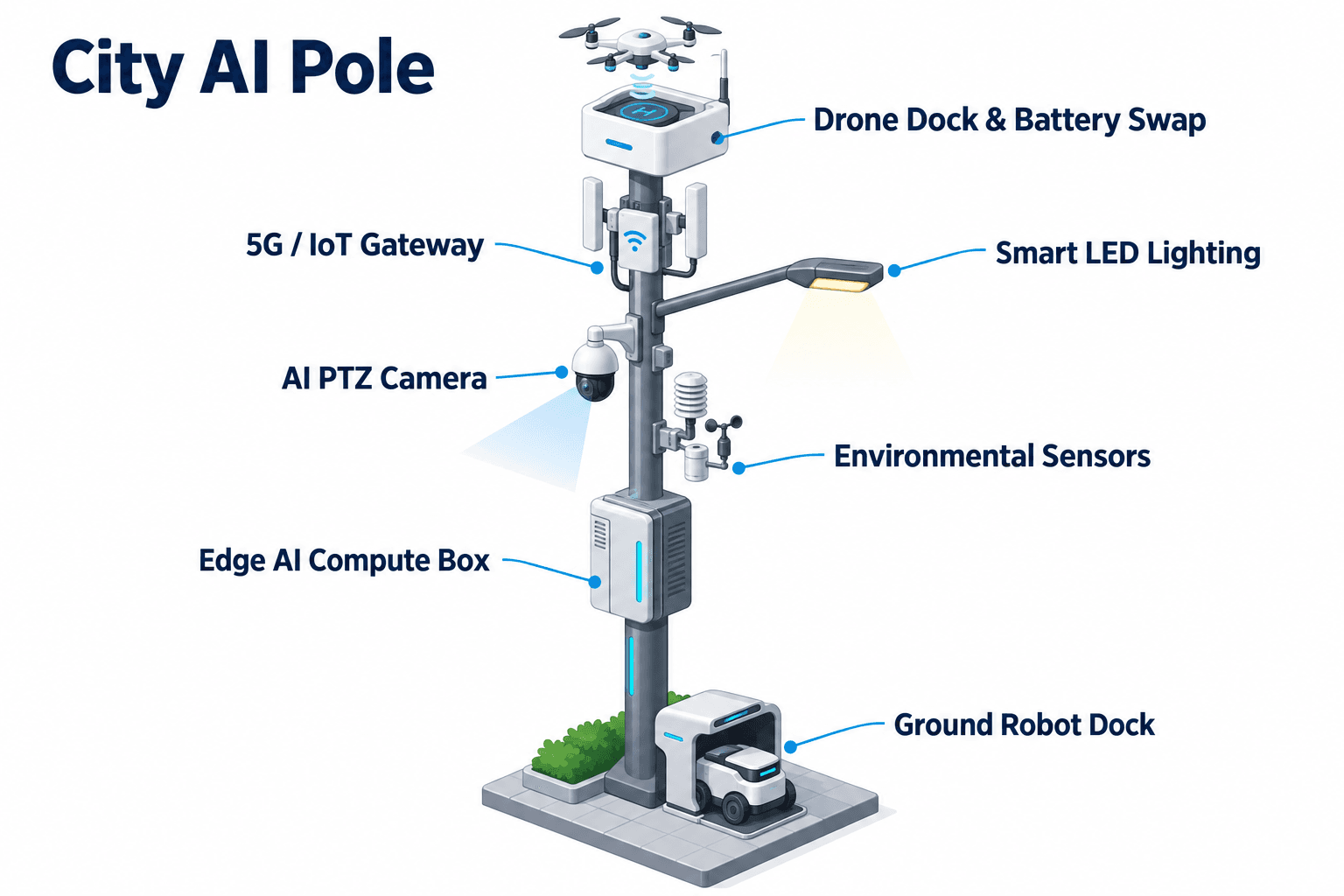 system diagram of the City AI Pole — Bangkok, Thailand