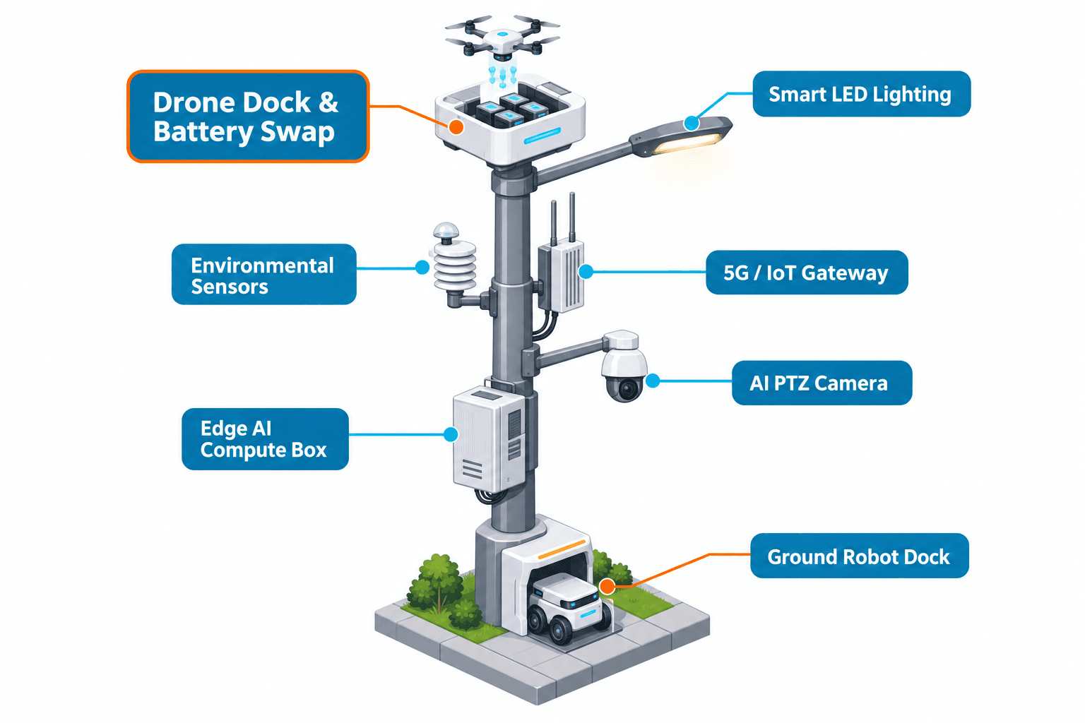 system diagram of the City AI Pole — Mexico City, Mexico