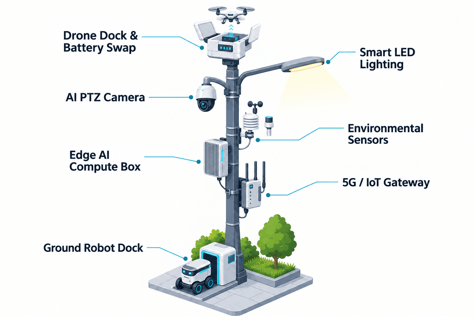 system diagram of the City AI Pole — Bangkok, Thailand