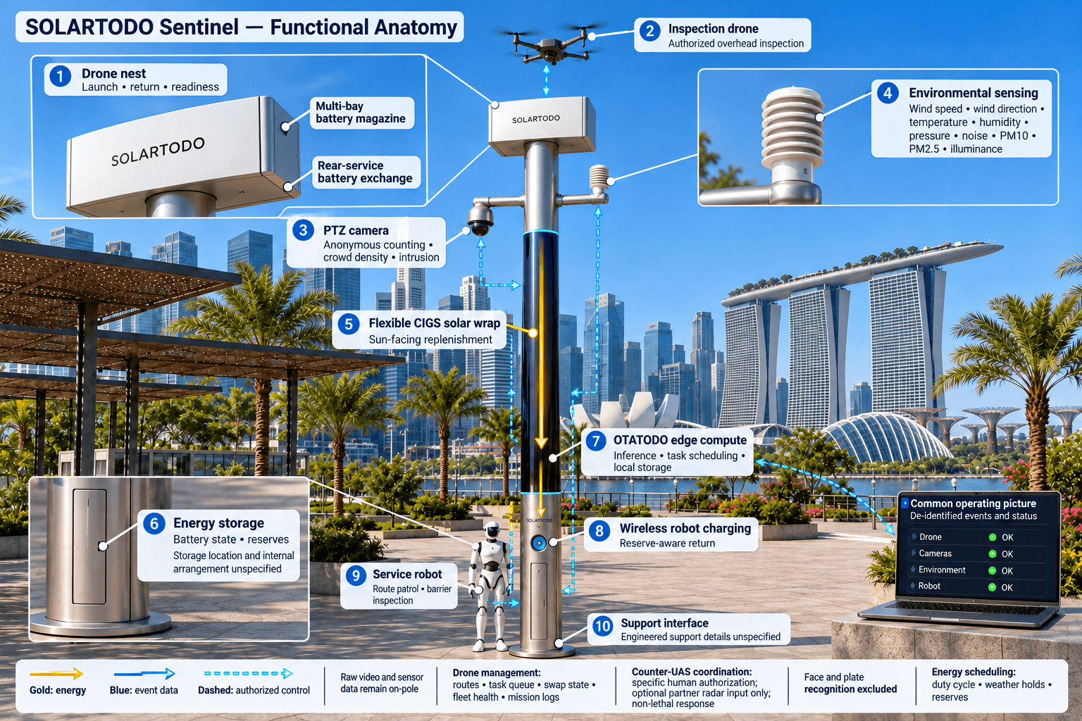 functional anatomy of the City AI Pole — Singapore, Singapore