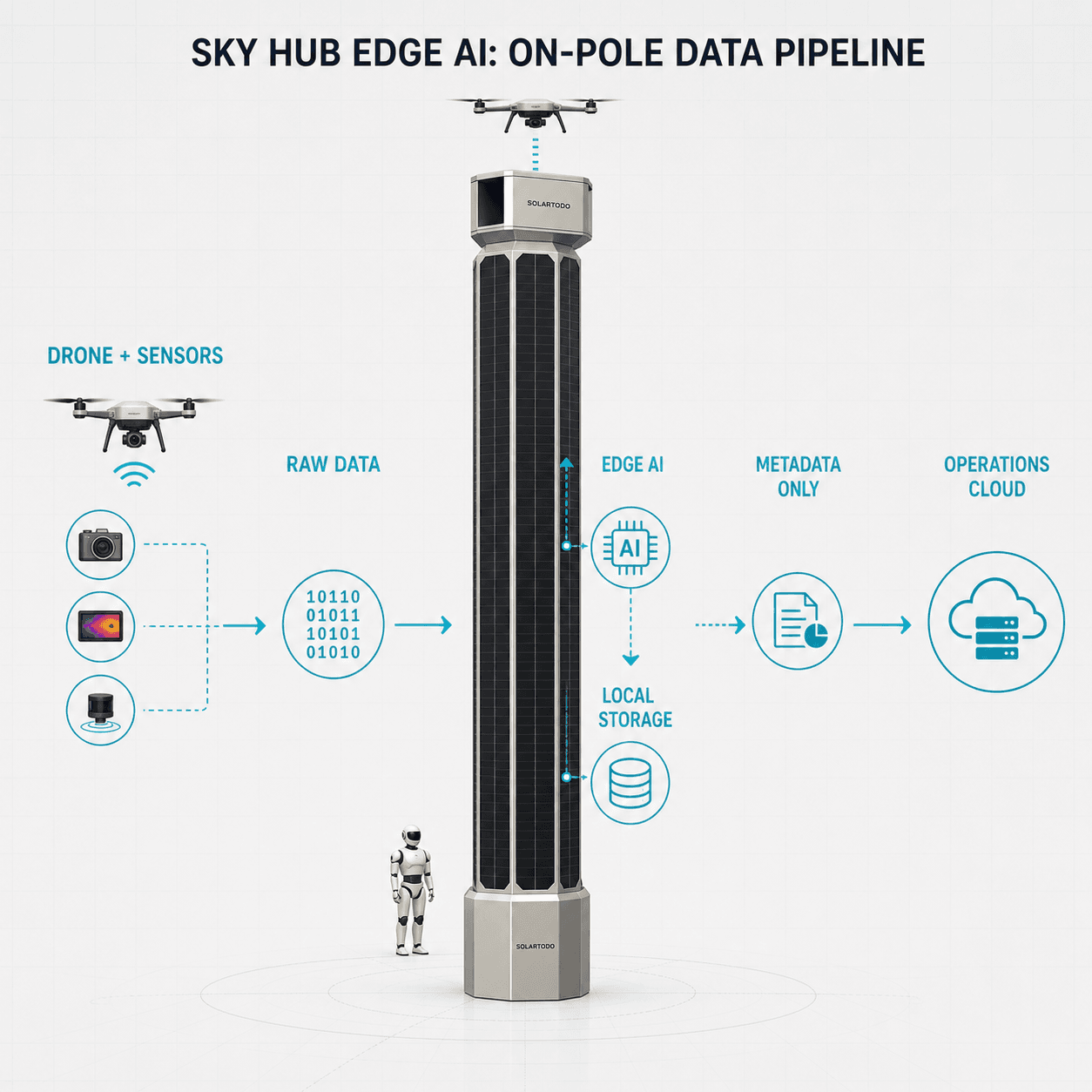 Sky Hub Edge AI: canalización de procesamiento de datos de drones en poste |… — infografía 1