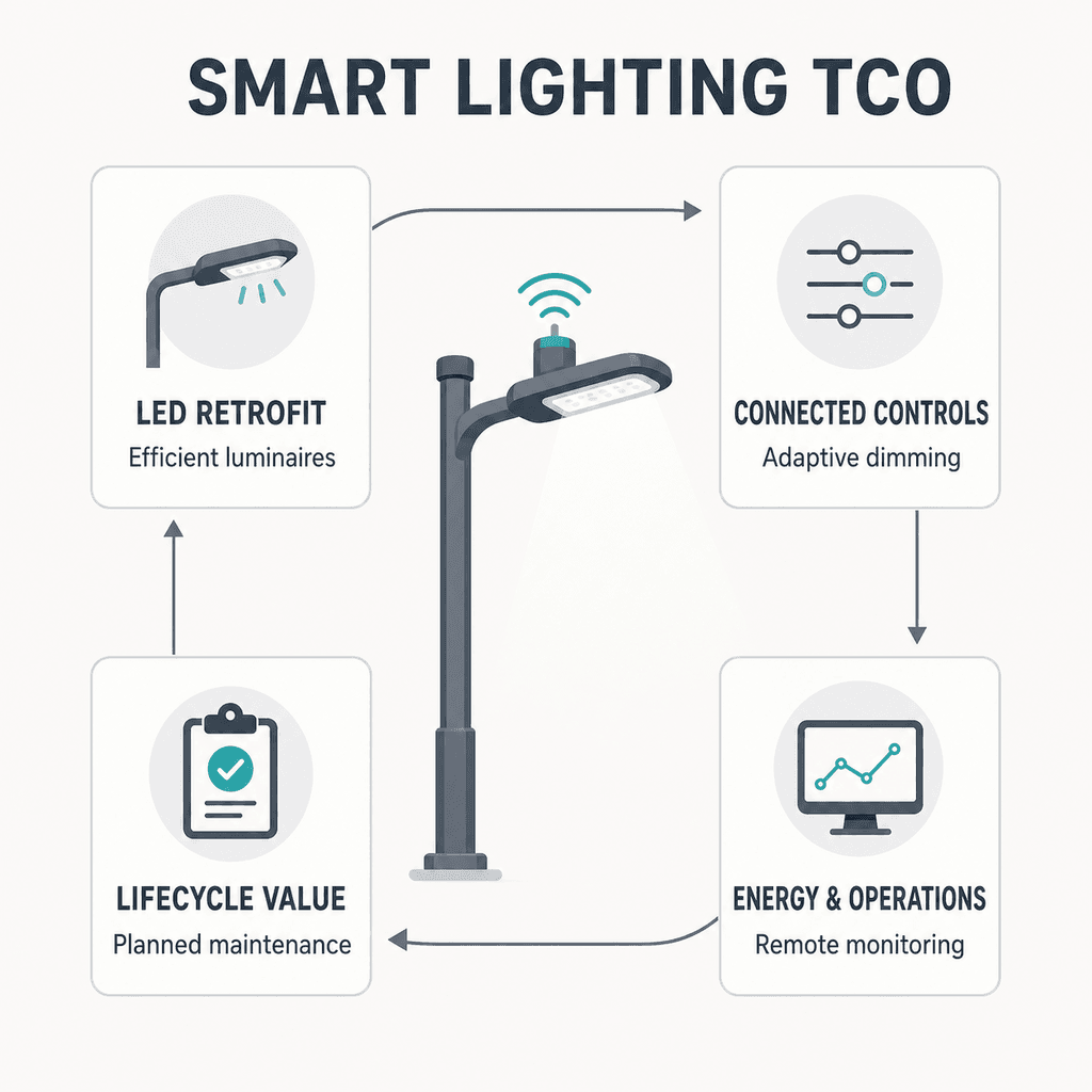 Análise de TCO da iluminação inteligente municipal 2026: cidade europeia… — infográfico 1
