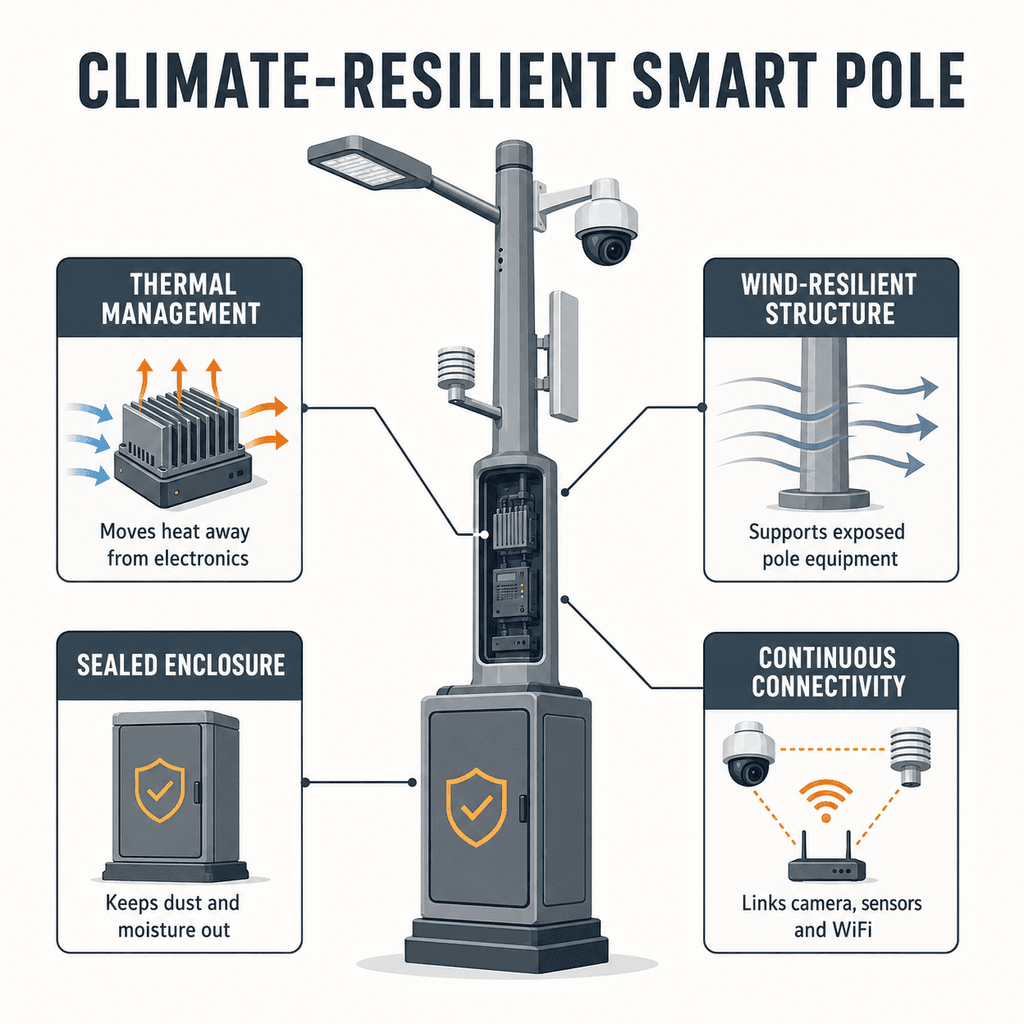 تحديات المناخ الحار على أداء smart city في الخليج — infographic 1