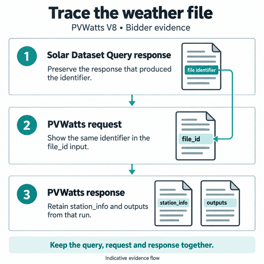 What evidence should bidders provide when a PVWatts run… — infographic 1
