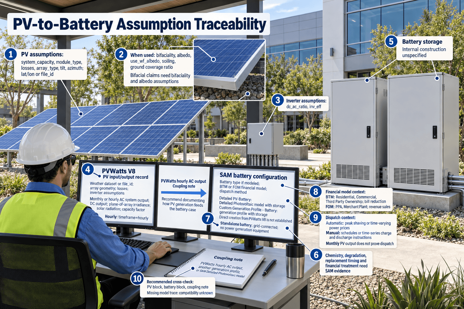 Cross-Check PVWatts V8 Assumptions Against SAM Battery Setup — Detailed functional anatomy