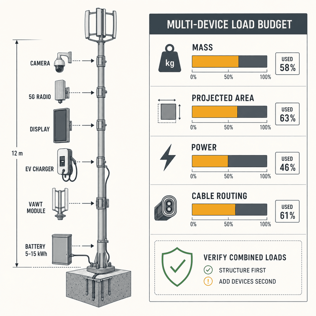 Conception structurelle des poteaux intelligents : charge de vent et multi-équipements… — infographie 2