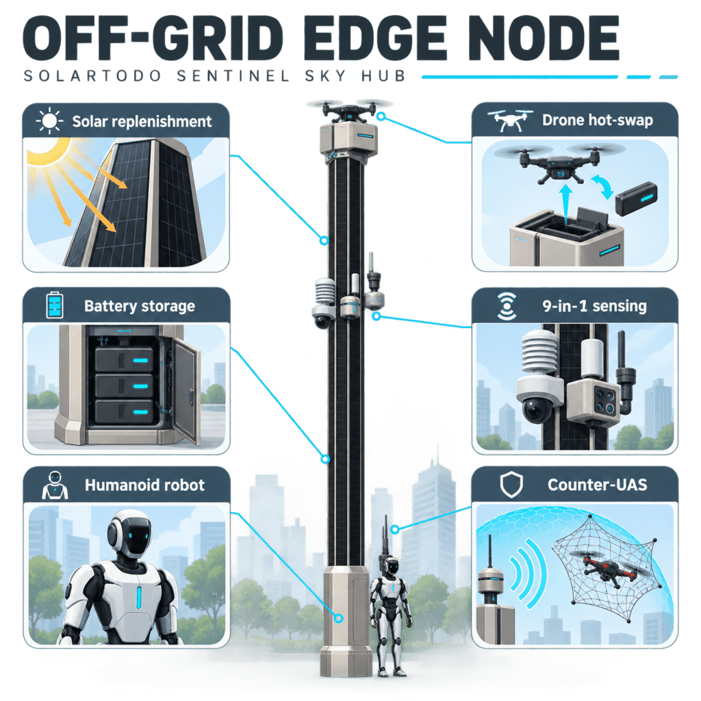 Planificación de cobertura de red Sky Hub: alcance de drones y postes… — infografía 2