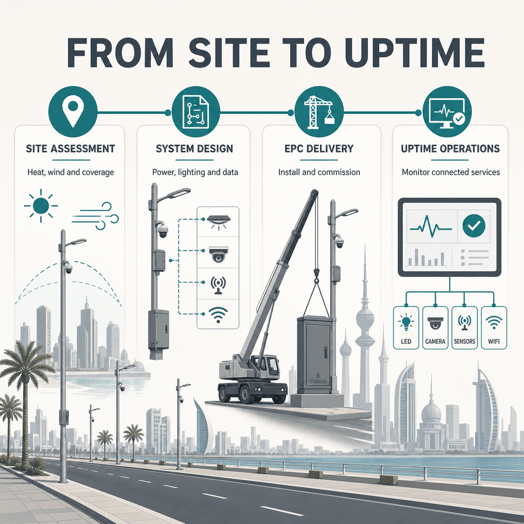تحديات المناخ الحار على أداء smart city في الخليج — infographic 2