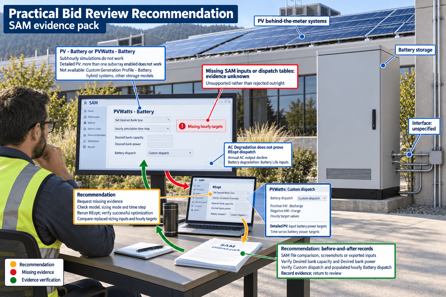 What PV bidder evidence should show whether REopt battery… — Detailed system operations and maintenance