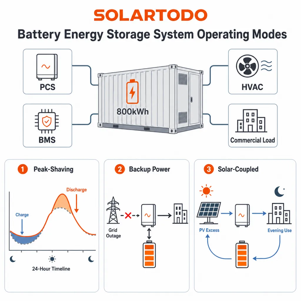 diagrama técnico de sistema de armazenamento de energia por bateria LFP conteinerizado de 20ft mostrando racks de baterias, integração PCS, resfriamento líquido e montagem em oficina