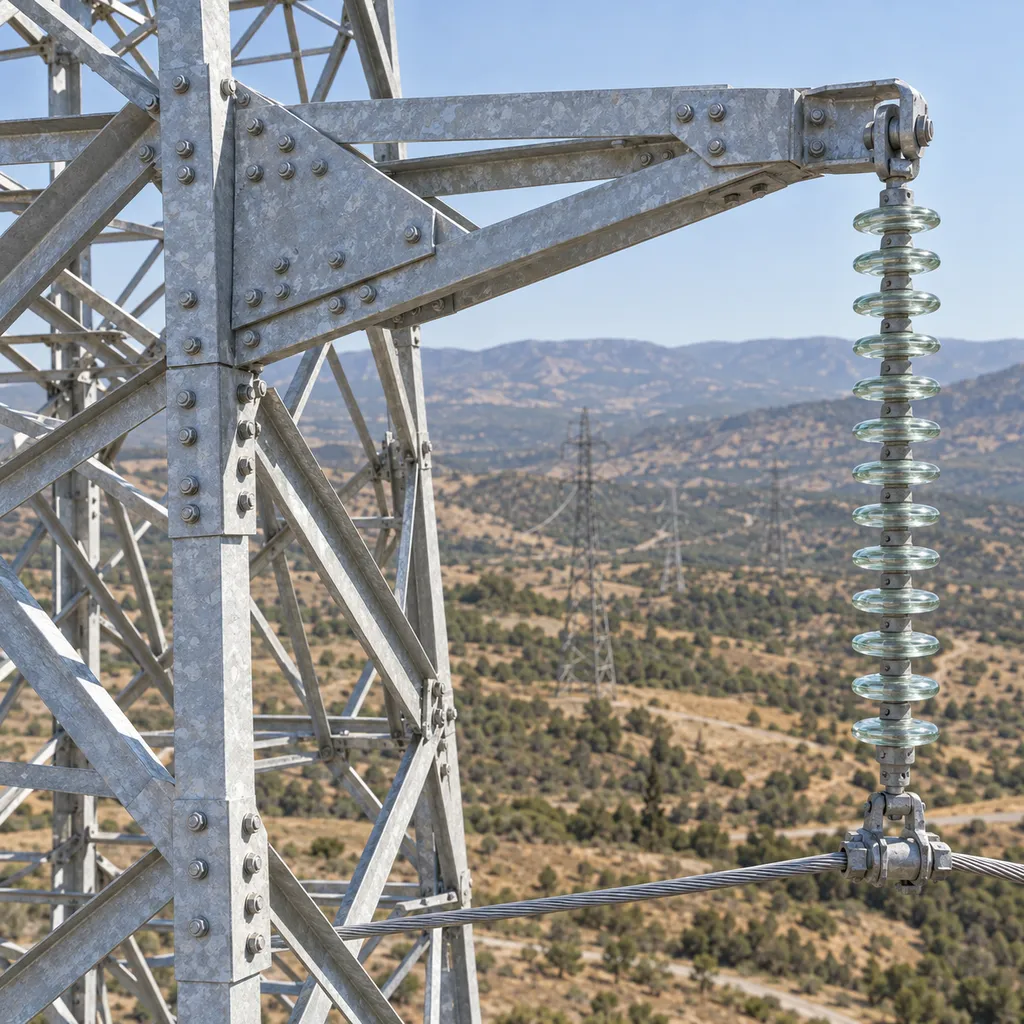 강재 섹션과 슬립 조인트 조립 세부가 표시된 500kV 중하중 격자형 직선 지지 송전 철탑 기술 워크숍 다이어그램