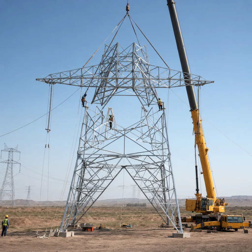 تركيب ميداني لبرج نقل 750kV وبنية مراقبة سحابية لمشاريع شبكات المرافق