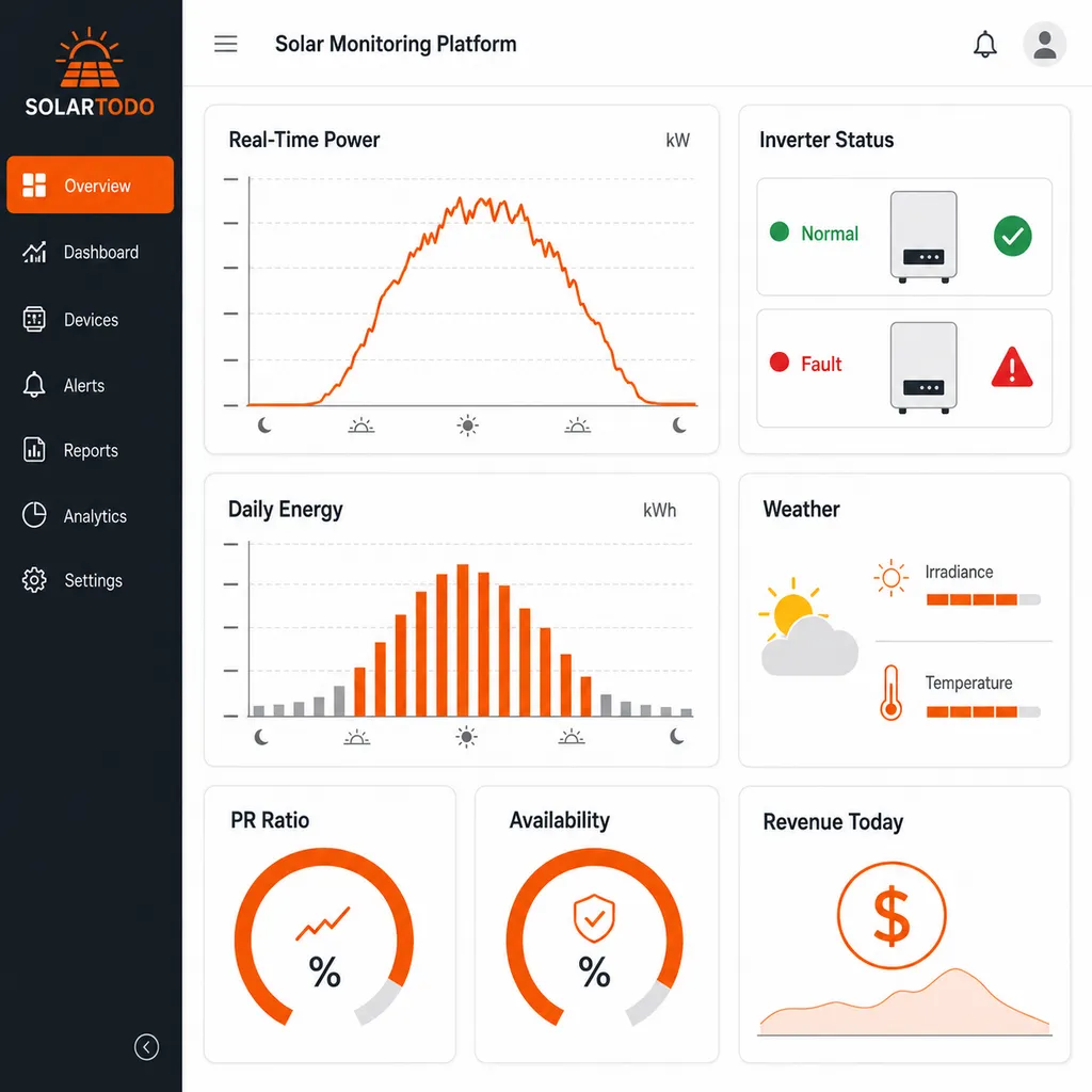 cloud monitoring platform and rooftop solar PV installation management interface
