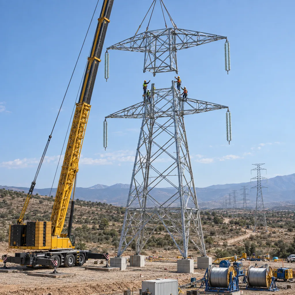 500kV 전력 철탑 모니터링 및 EPC 프로젝트 조정을 위한 클라우드 플랫폼과 송전 인프라 설치 화면