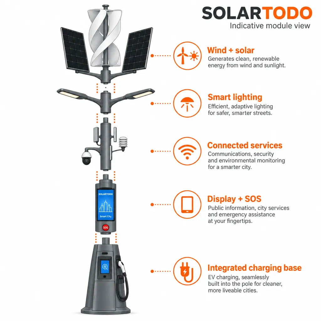 منصة سحابية ومنظر تركيب لمراقبة مصباح شارع SOLARTODO الذكي والنشر الحضري