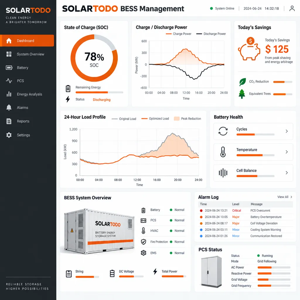 Cloud monitoring platform and field installation view for containerized telecom backup LFP battery energy storage system