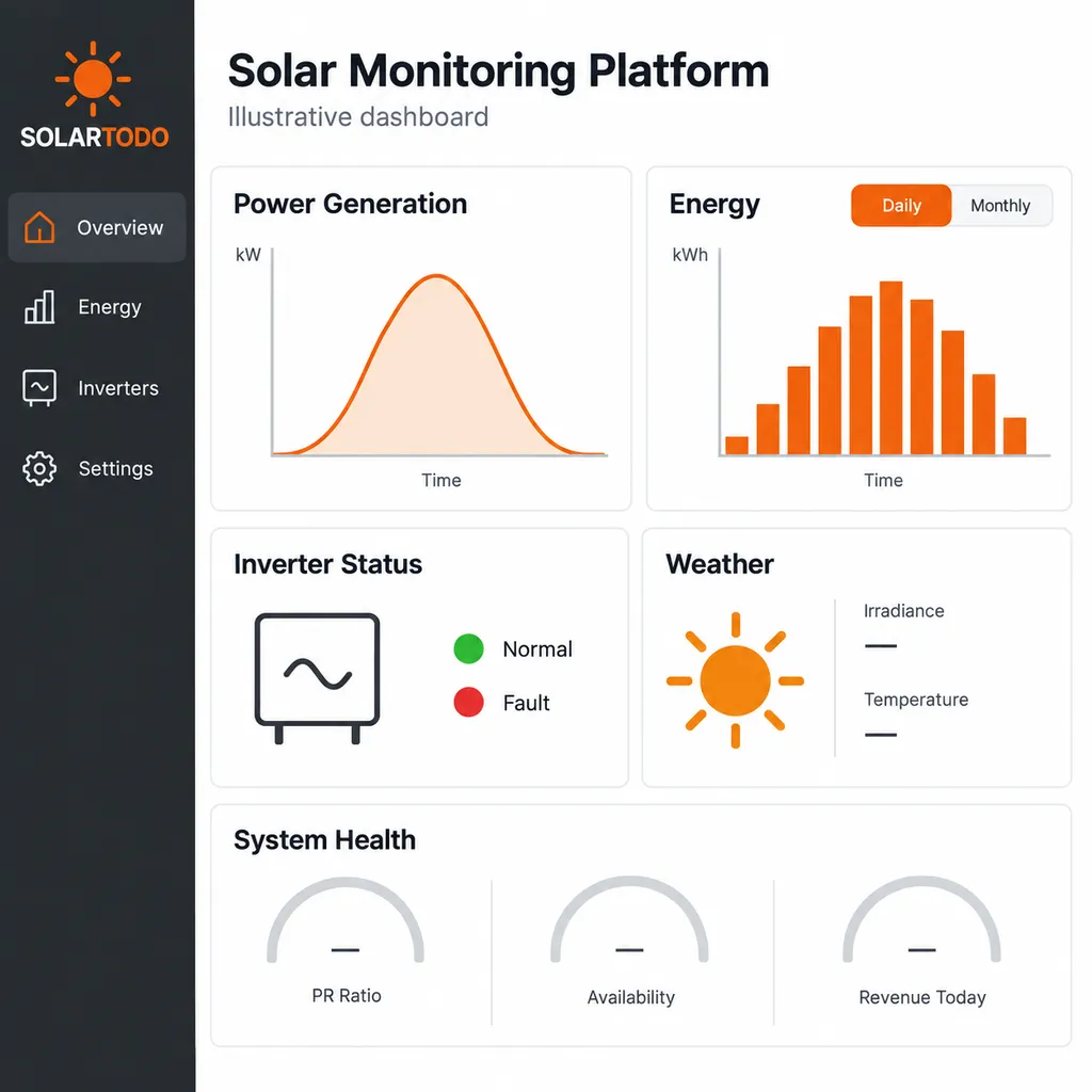 cloud platform view for solar PV installation monitoring and system operation