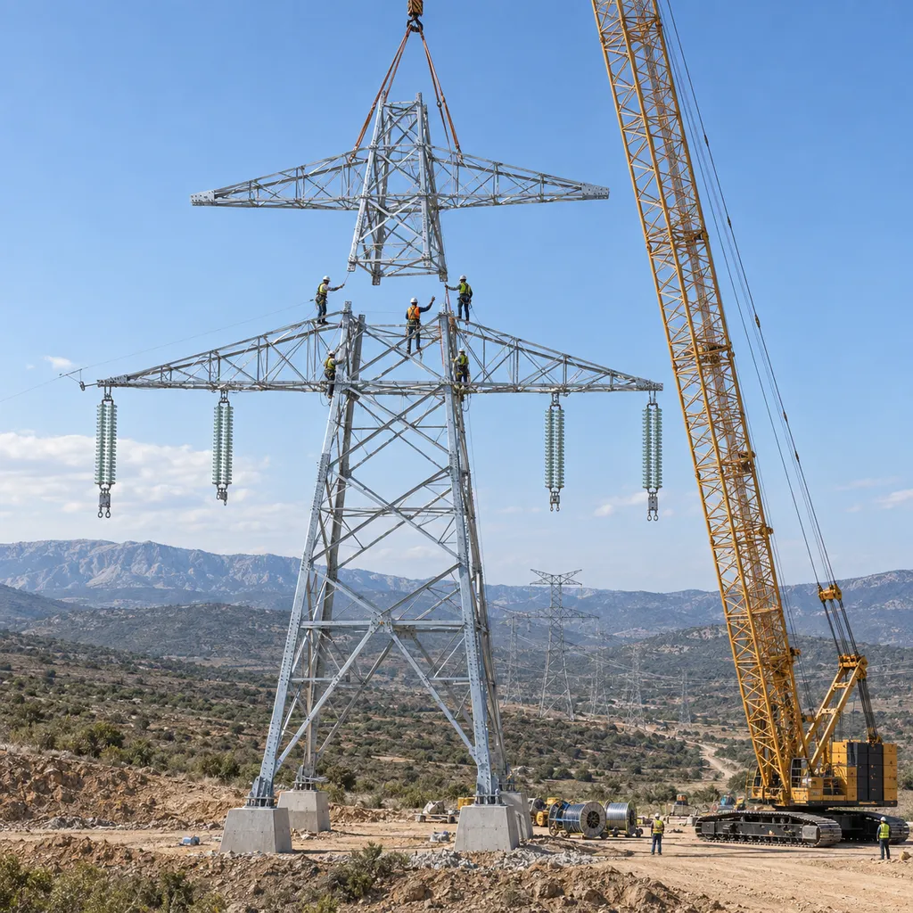 cloud platform and field installation view for monitoring transmission tower infrastructure and UHV line project status